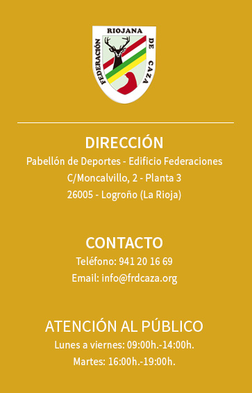 Datos de contacto de la Federación Riojana de Caza